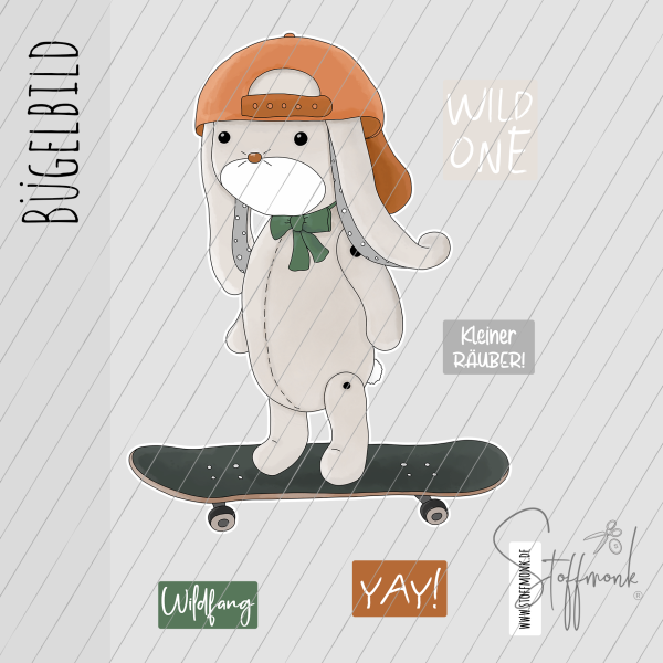 Bügelbild - "Skater Bär SET"